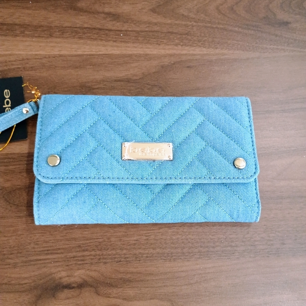 bebe Blue Quilted Wallet